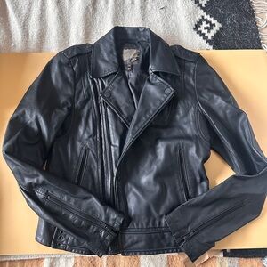 Joke black Leather Biker Jacket